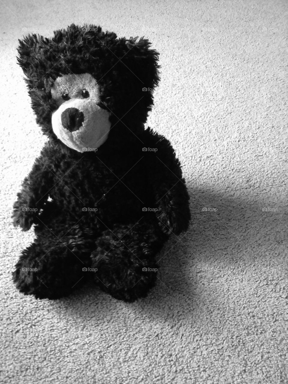 Alone Bear. After play, the stuffed toy has been left. Discarded by its owner.