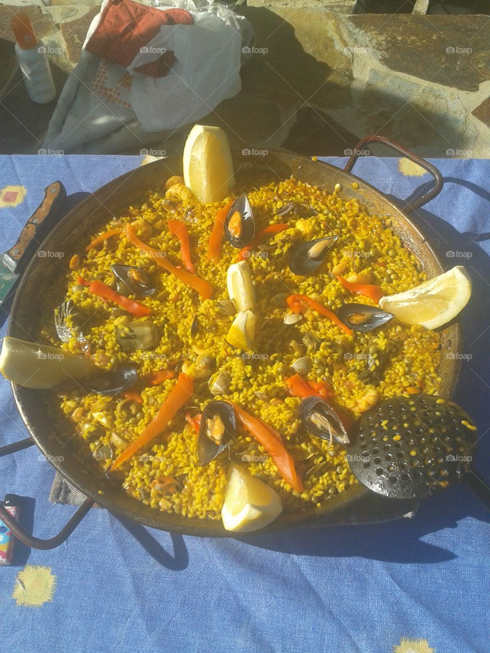 rice ( paella ) Typical spanish food with seafood