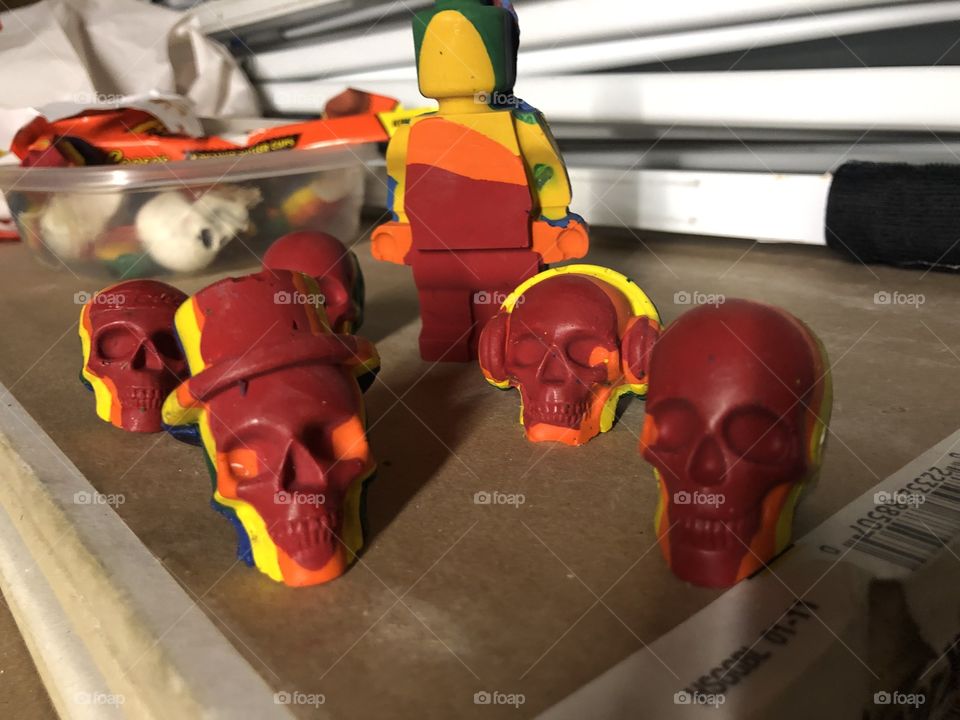 Better Shapes skull and LEGO crayons