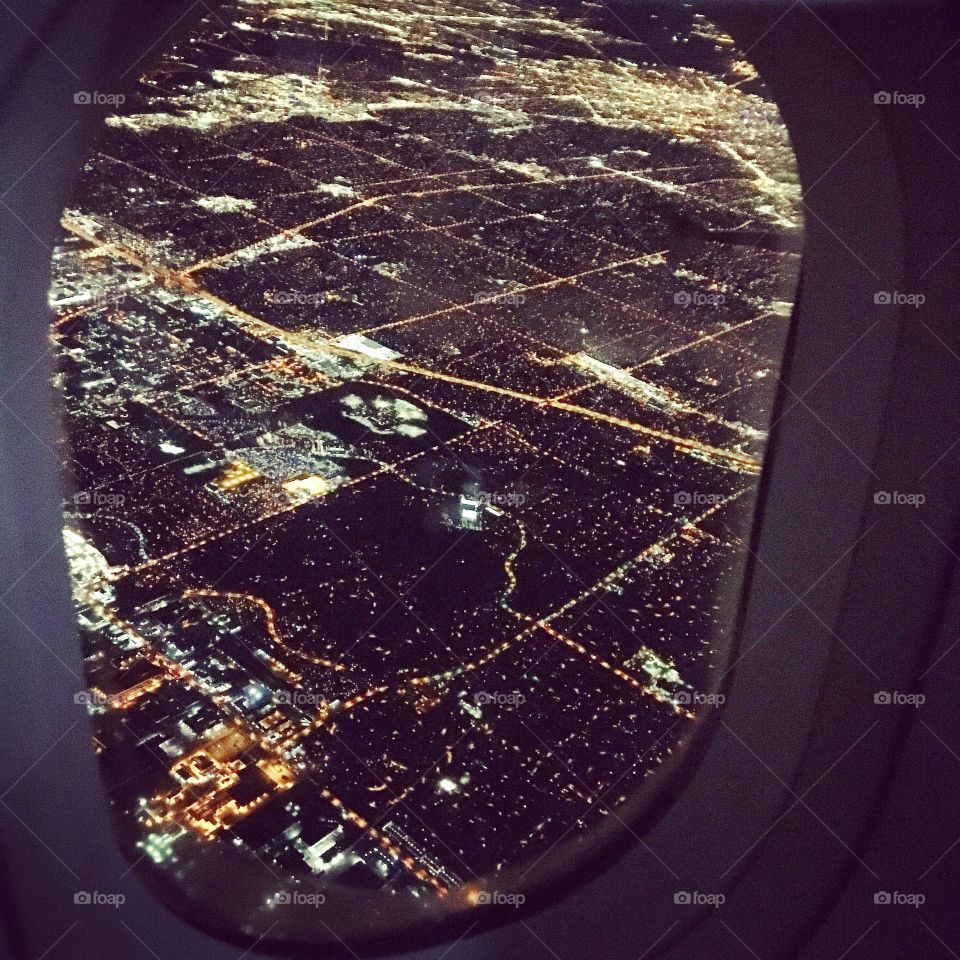 night flying over Dallas Texas 
