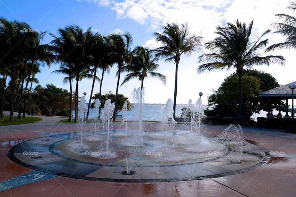 Splash pad. Splash pad and fountain at Indian River Park near Jensen Beach Florida