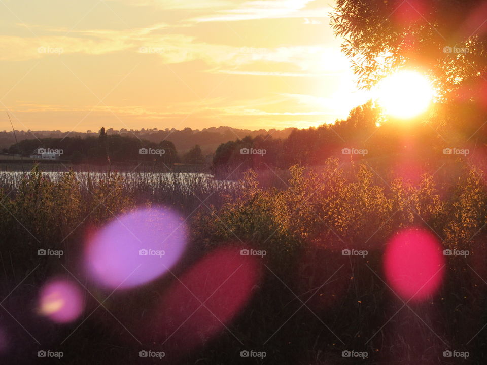 Sunset overlooking chew valley lake