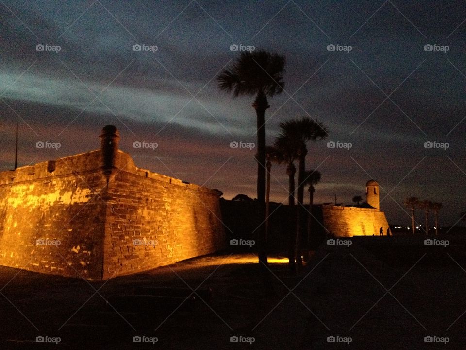 Fort at sunset. St. Augustine, Florida fort at sunset 