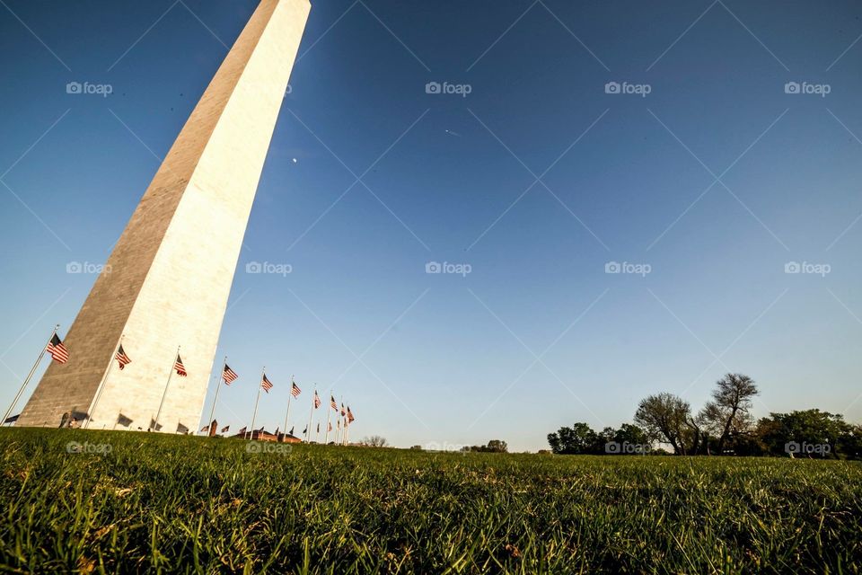 Washington Monument . Wide angle perspective 