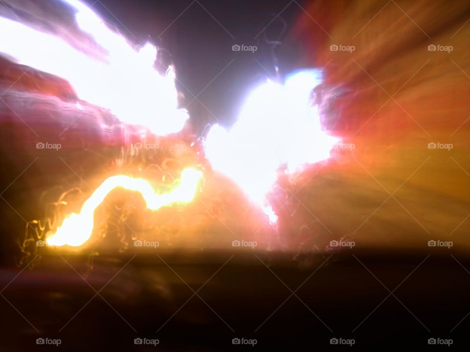 City night lights perspective blurred by high speed of the car. Abstract City night lights. Background and texture.