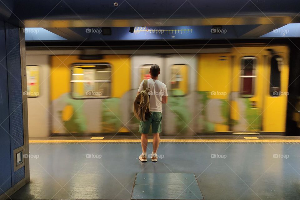 A man on a subway station