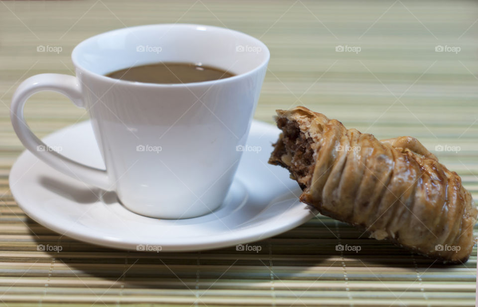 Croissant with tea