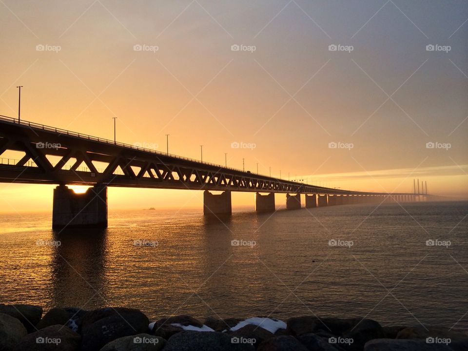 Öresund bridge in sunset