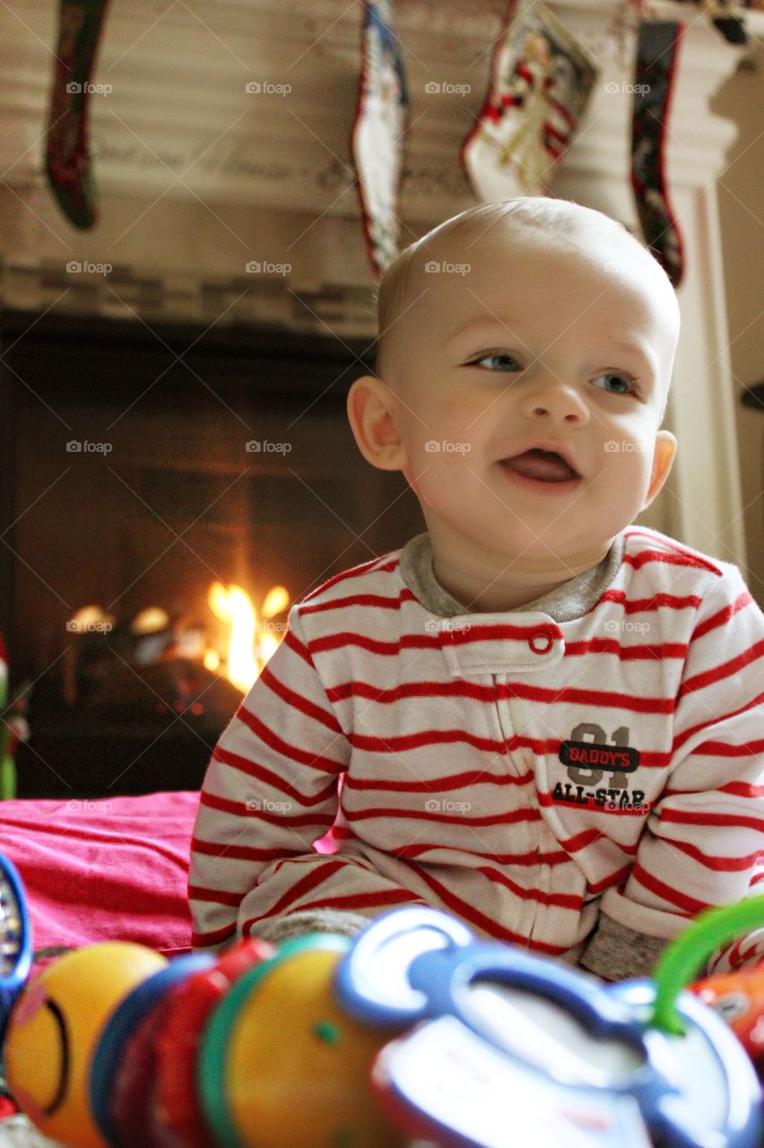 Red striped PJs.