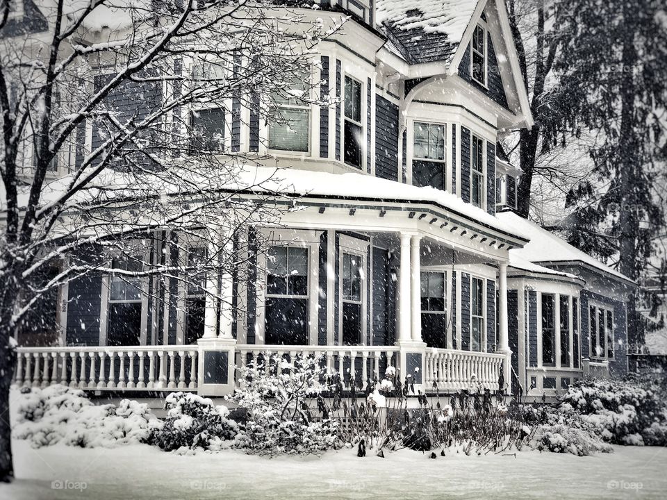 Large New England Home in Winter