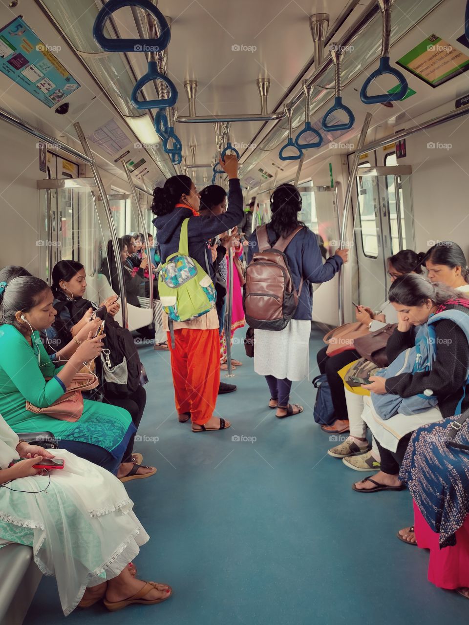 ladies traveling in Metro