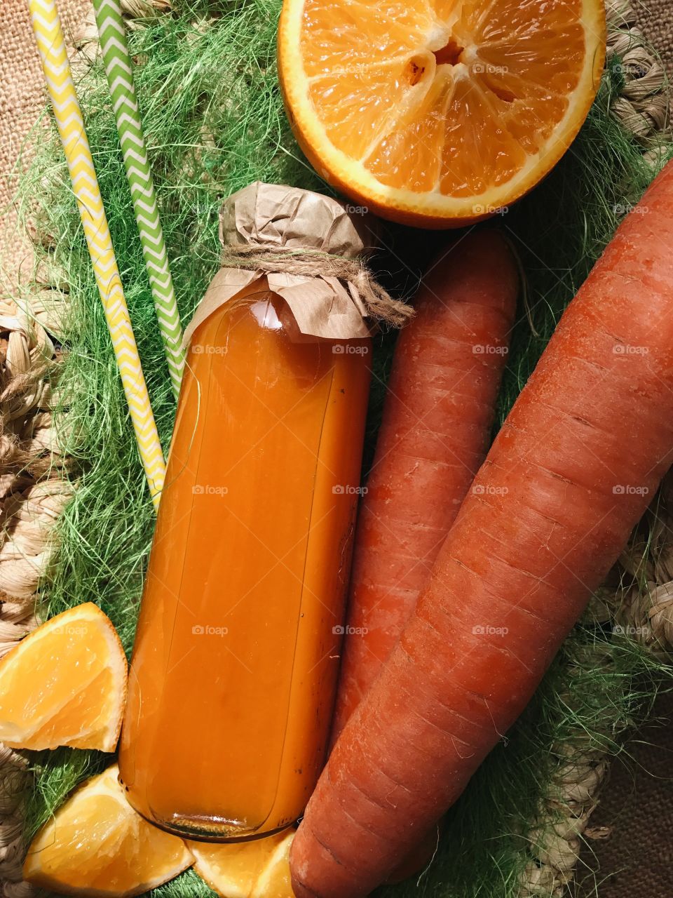 High angle view of juice of bottle