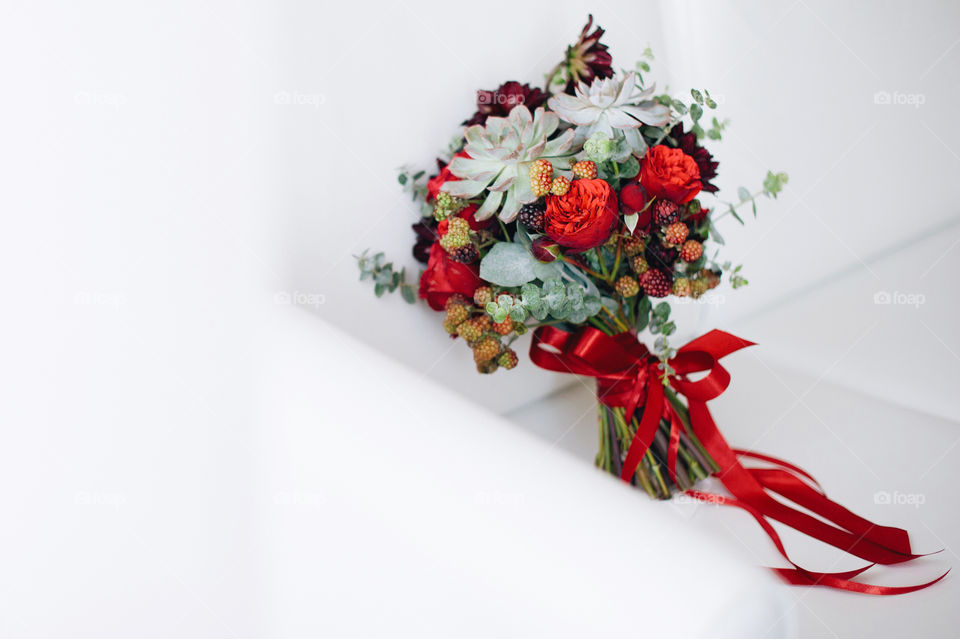 Close-up of bouquet against white background