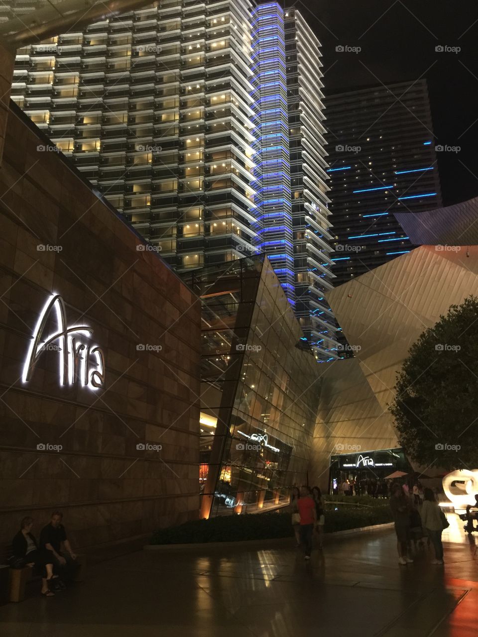 Evening outside the Aria. Stopping by the Aria next to the shops at Crystals in Las Vegas
