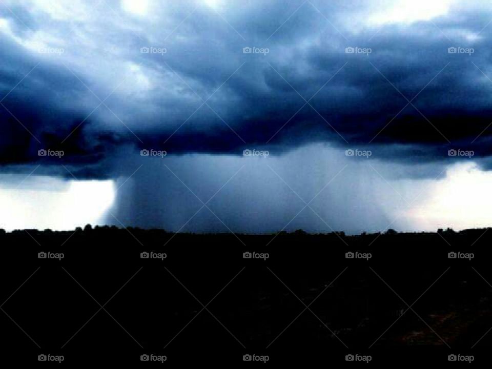 Georgia thunderstorm with blue skies