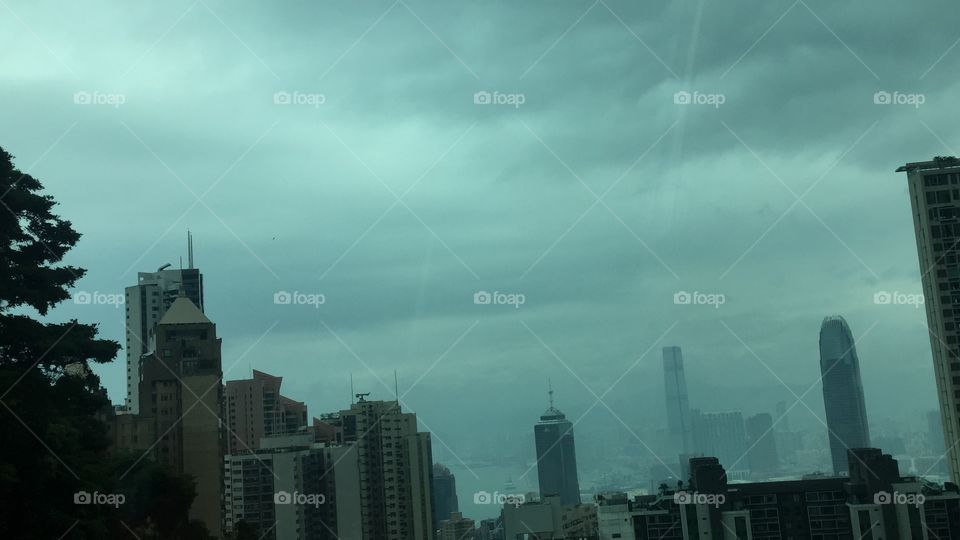 Stormy Day at Victoria Peak in Hong Kong, China
