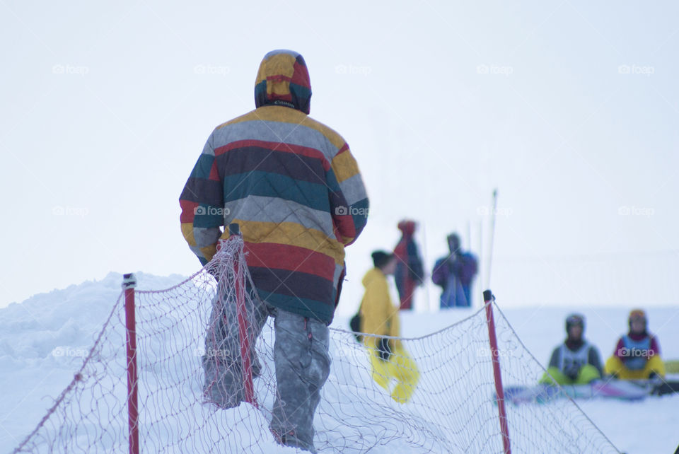 skiing in the mountains