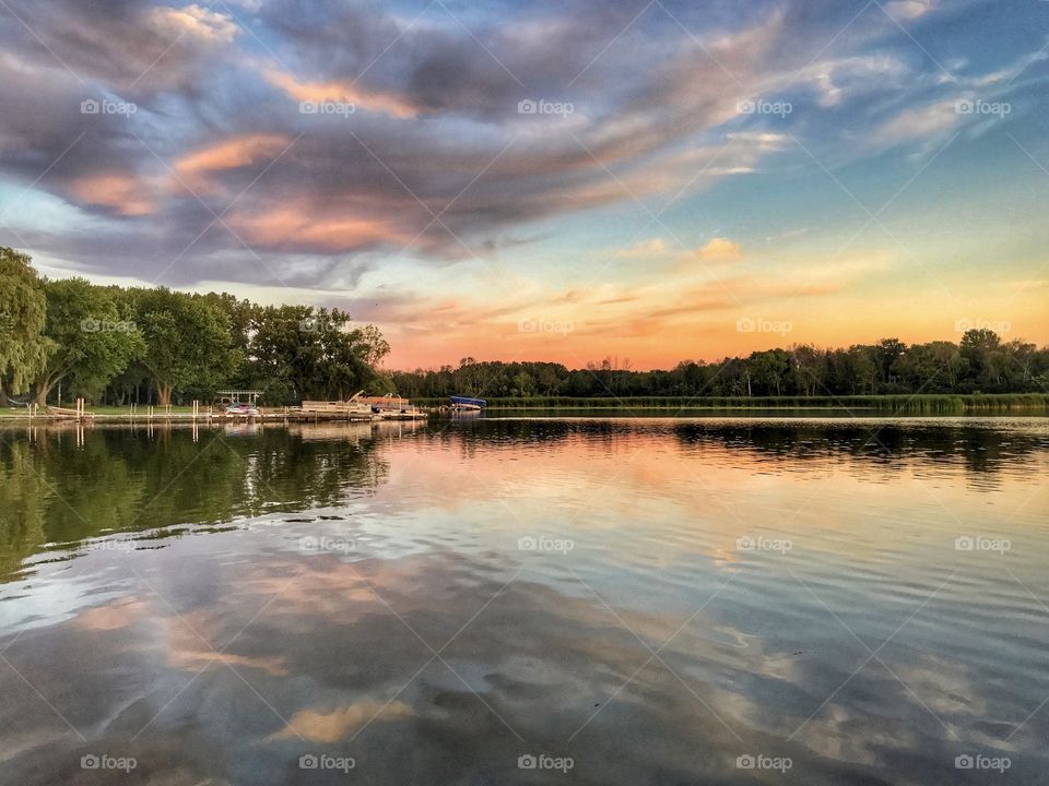 Sunset reflections on the lake