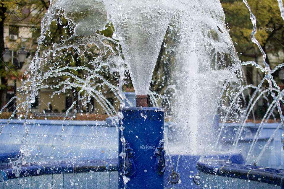 Water fountain splash in town