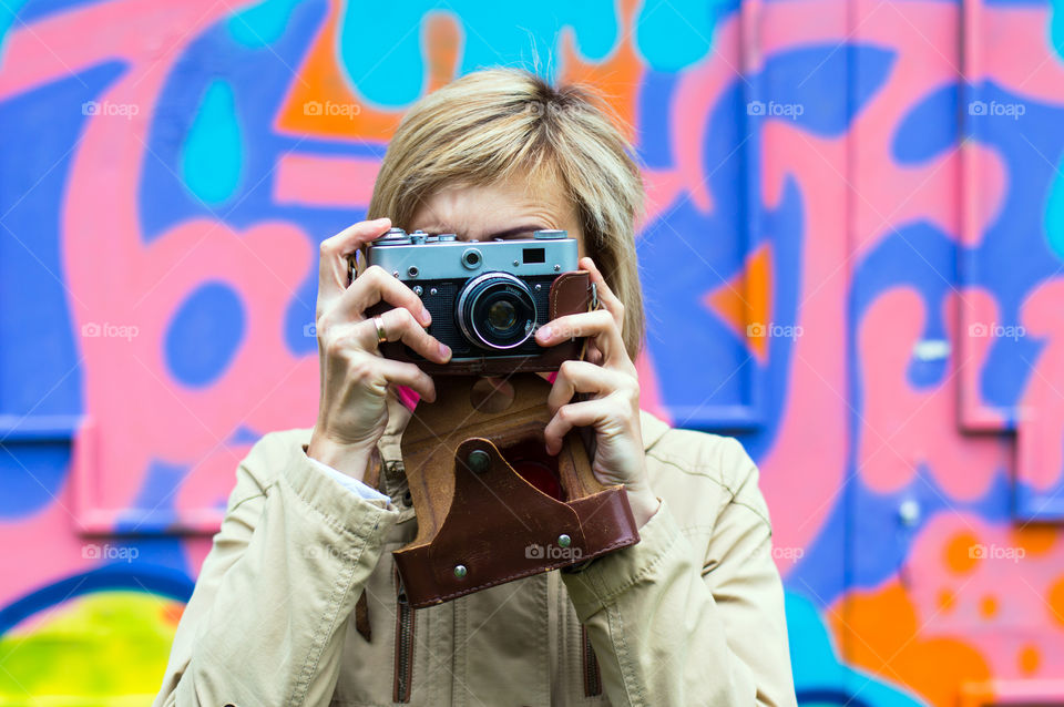 girl with retro camera