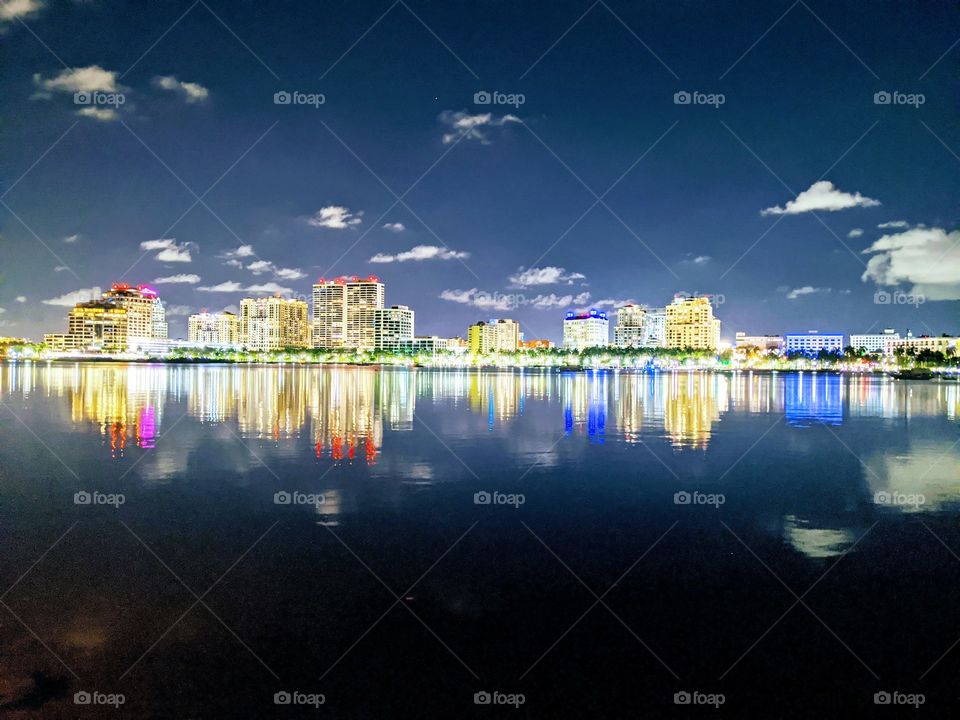 Night view of West Palm Beach skyline