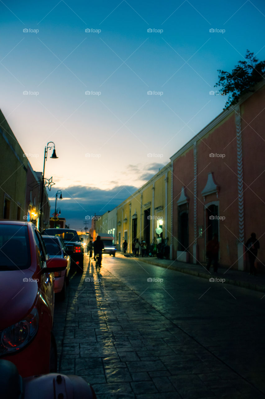 Streets of Mexico at night. 