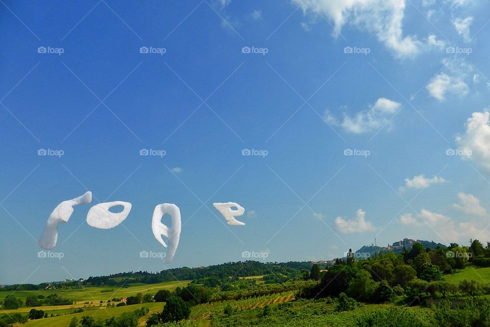 Foap sign fly. Clouds that look like a foap sign are flying in the sky