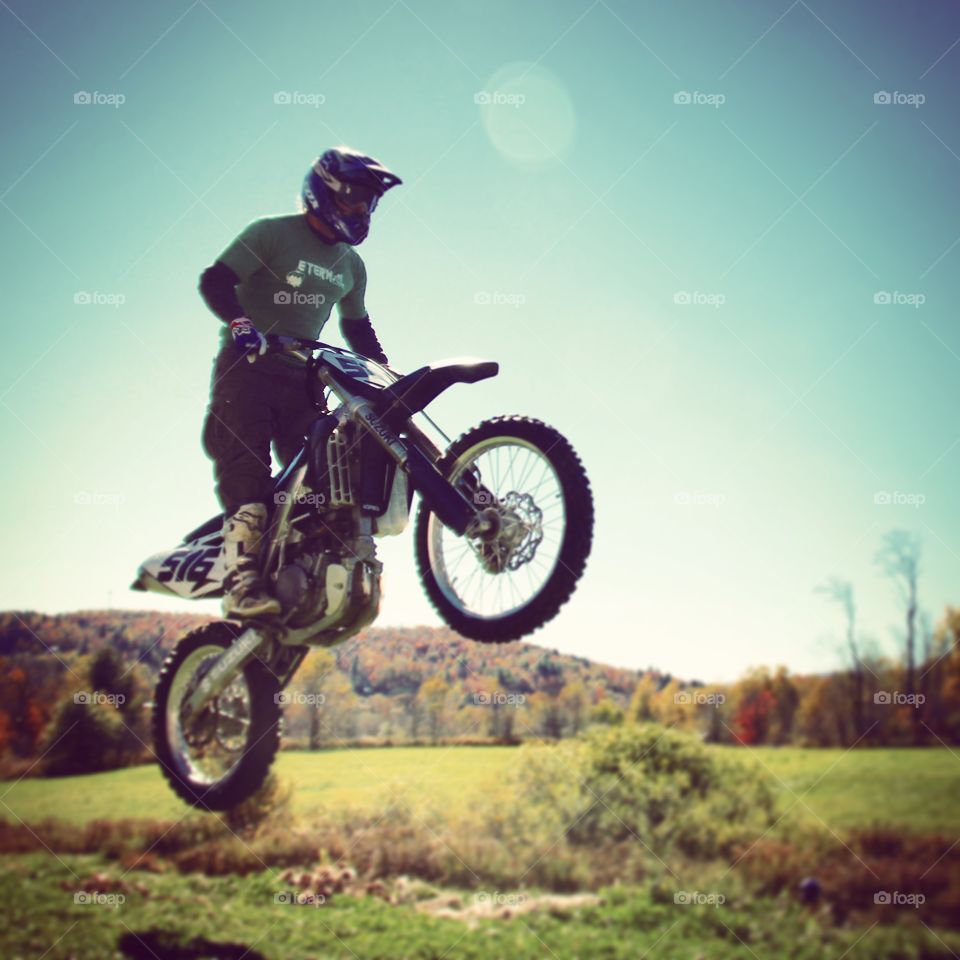 Backyard motor biking . Biking in the county