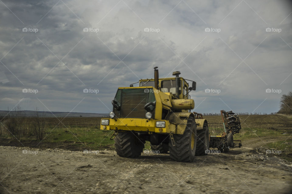 Yellow  tractor