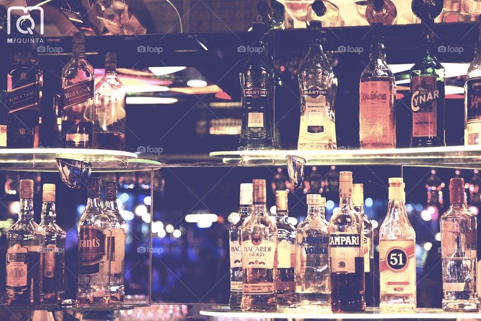 Booze. Booze display at a night club!