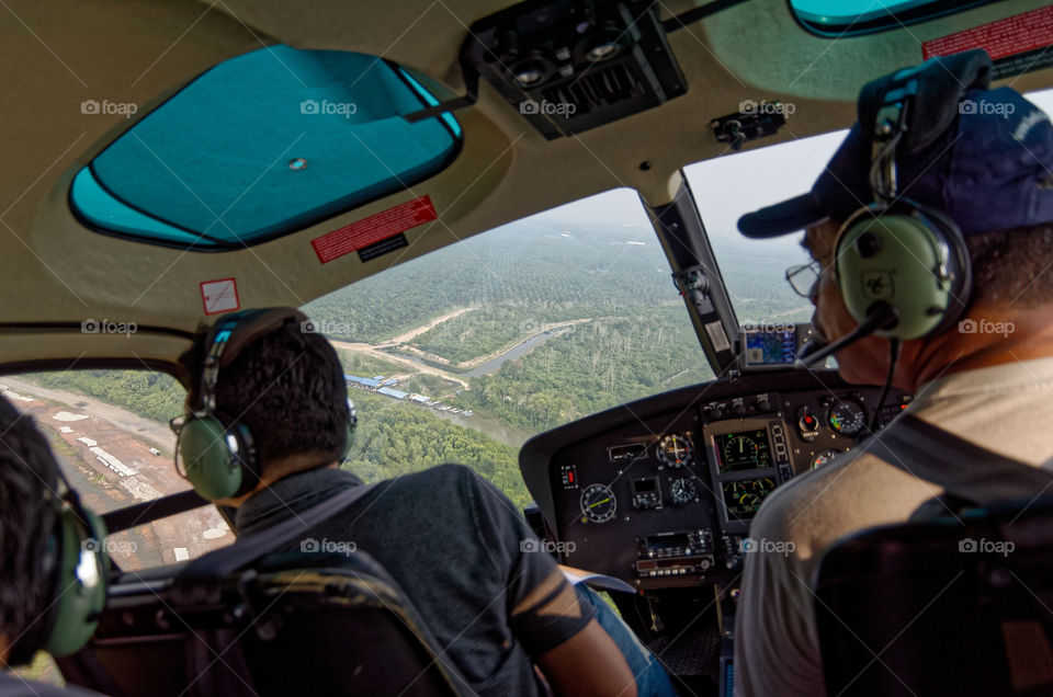 Helicopter aerial survey, hard left turn