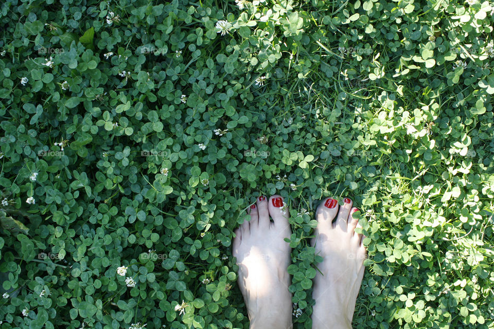 Bare feet on the grass