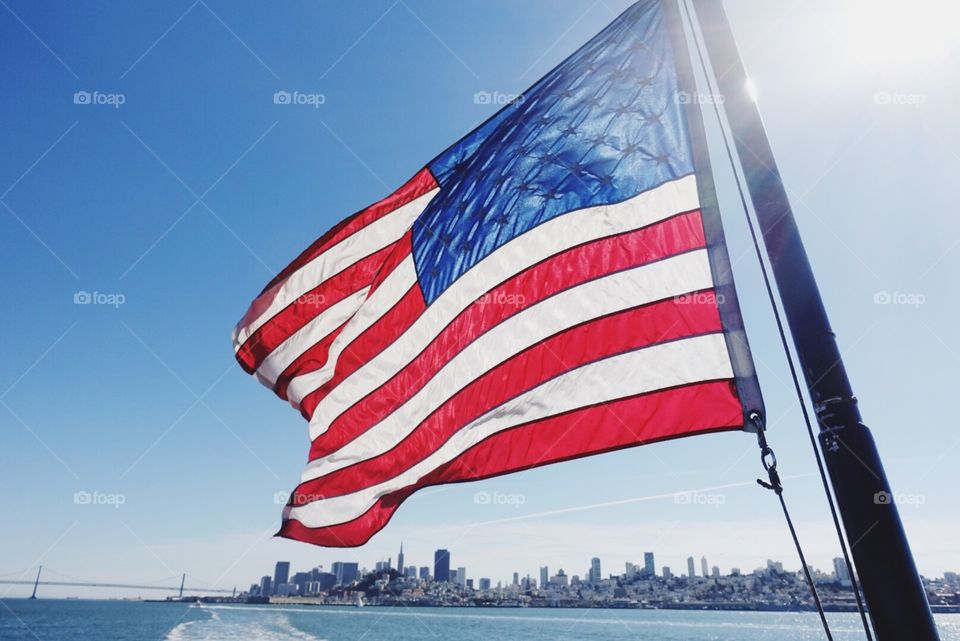 Flag, Wind, Travel, Water, Sky