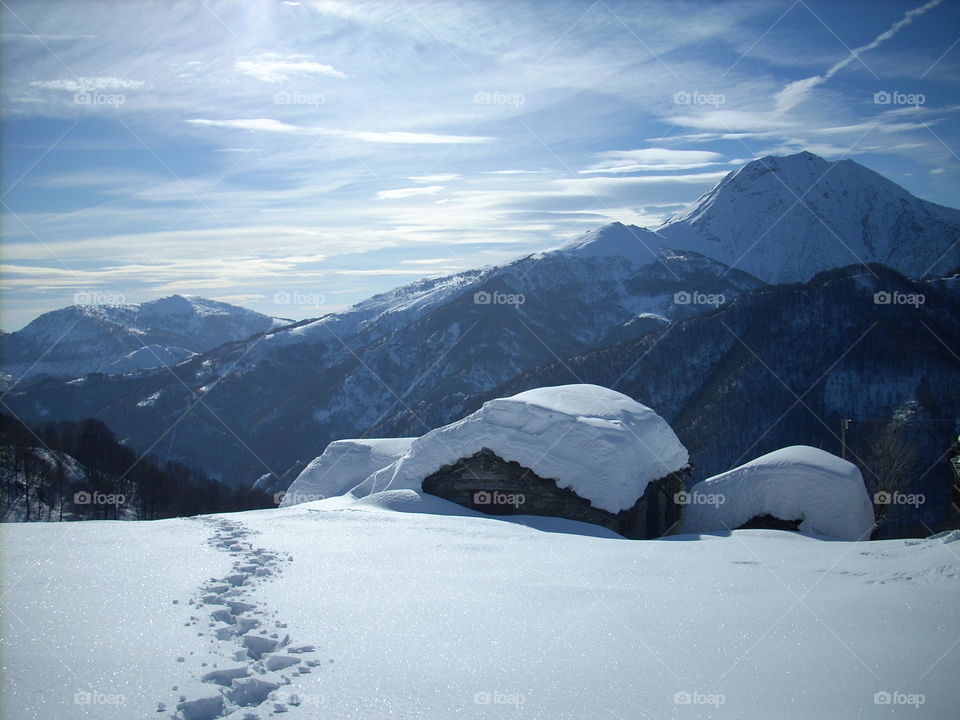 snow winter traces mountain rustic