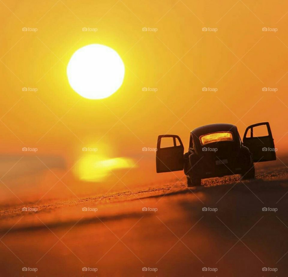 Watch the sunset with my favorite car beautiful