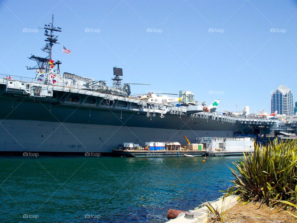 Naval ship in San Diego seaport 