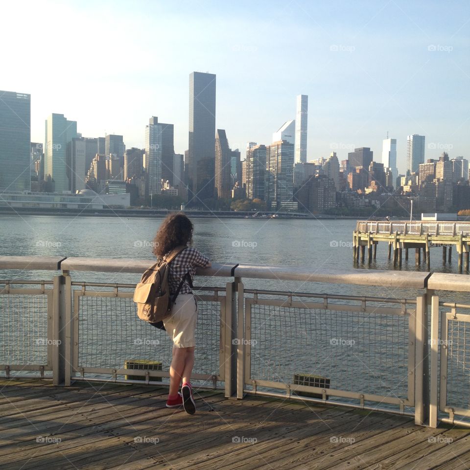 Woman on Gantry Pier, Long Island city, New York