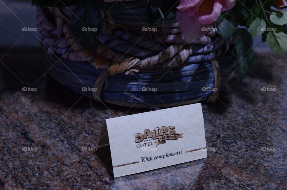 welcome card at hotel