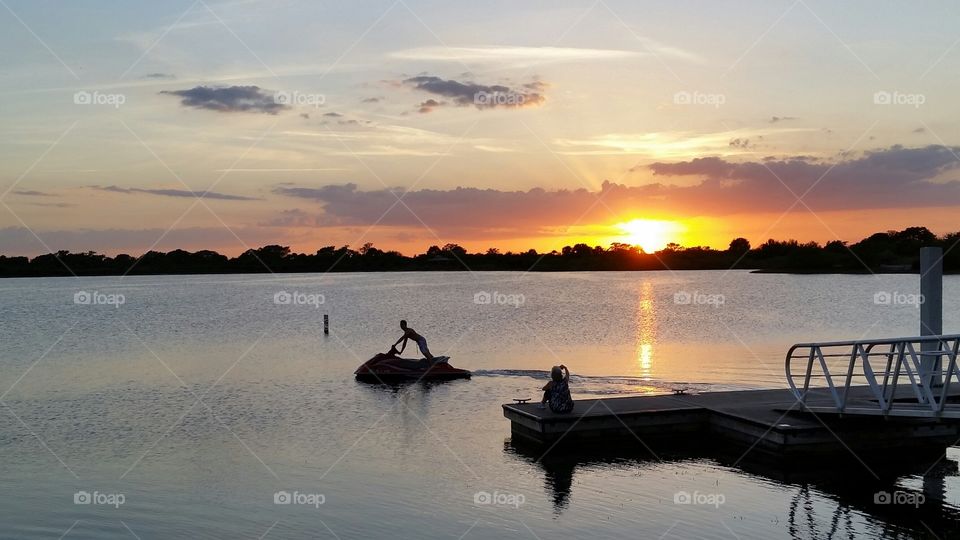 Water, Dawn, Lake, Sunset, Boat