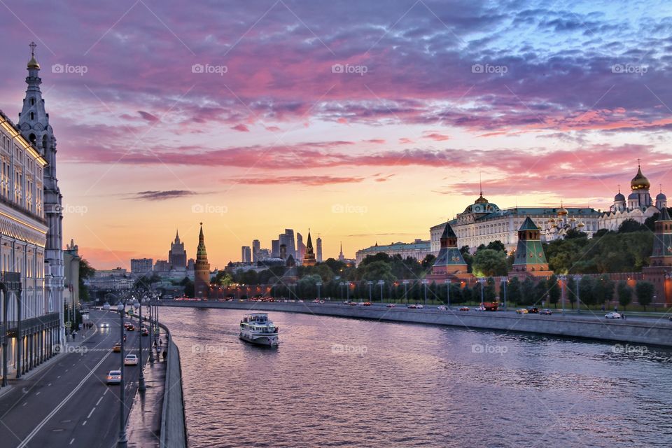 sunset over Moscow river