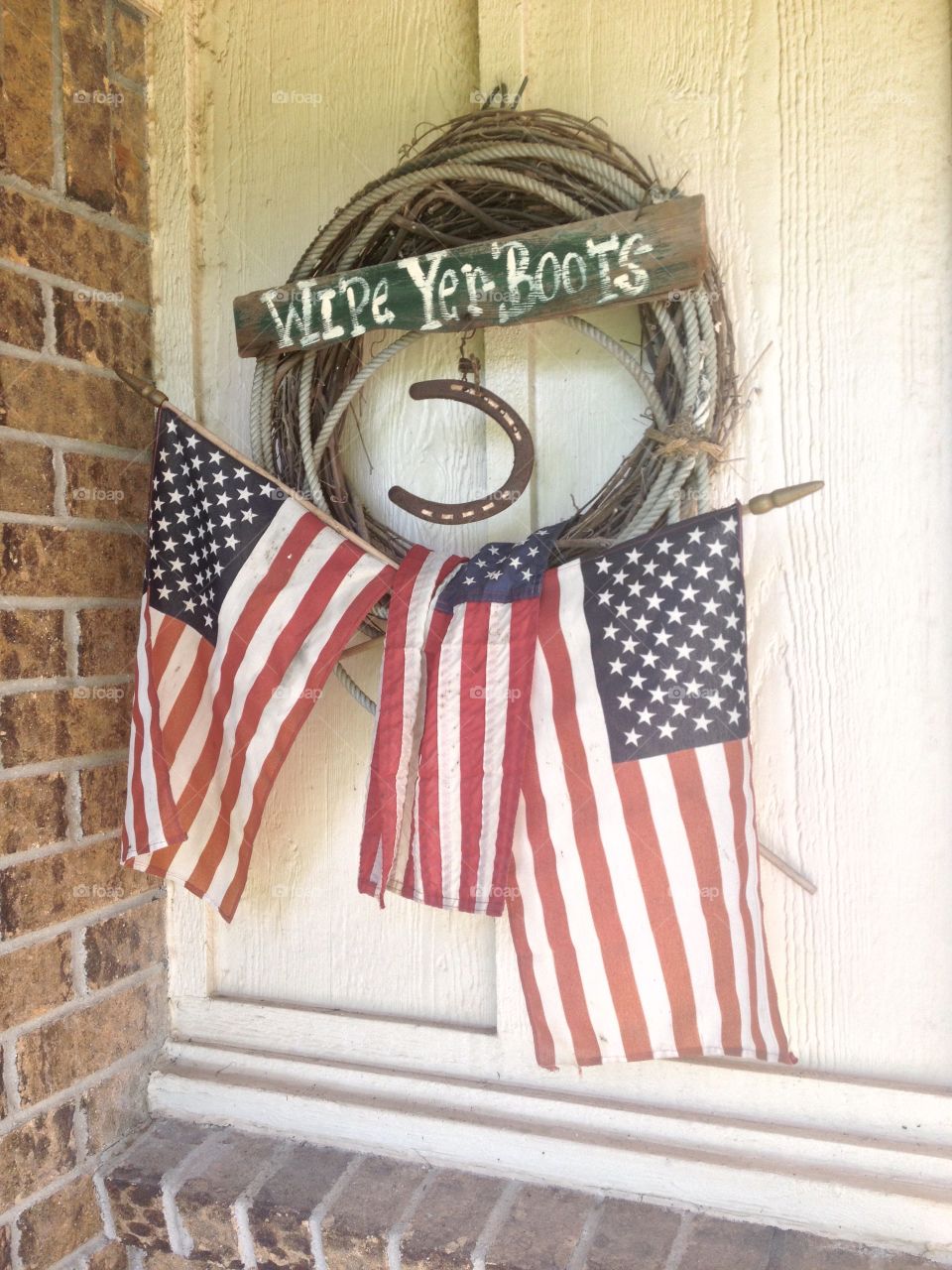 Collection of USA flags added to western wreath. Collection of USA flags added to western wreath