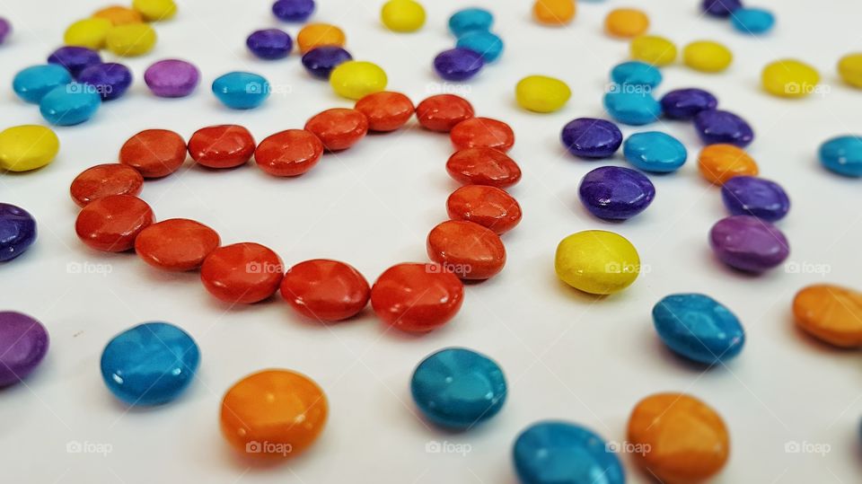 heart colored candy