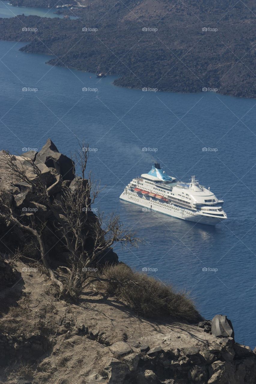 Cruise ship and blue sea