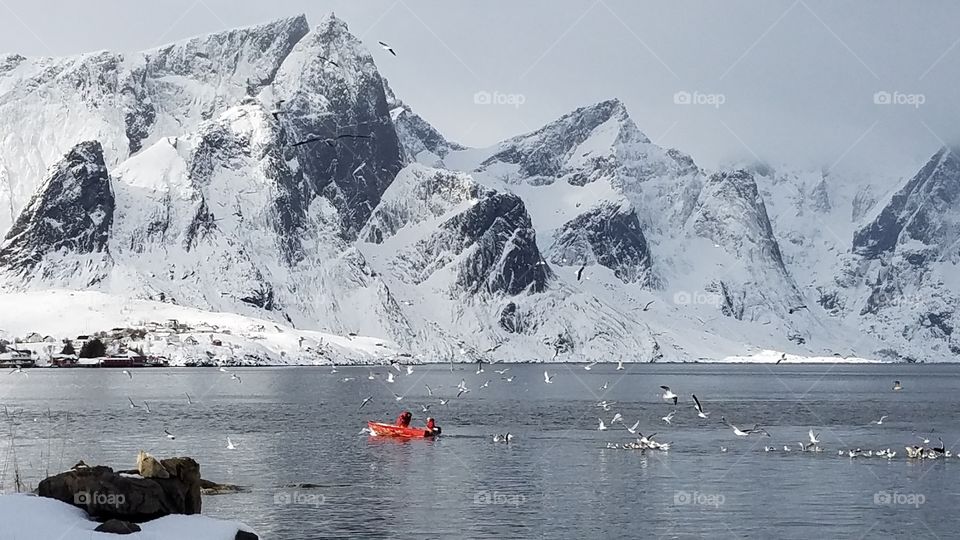 Beautiful Winter Day at Lofoten fishing village