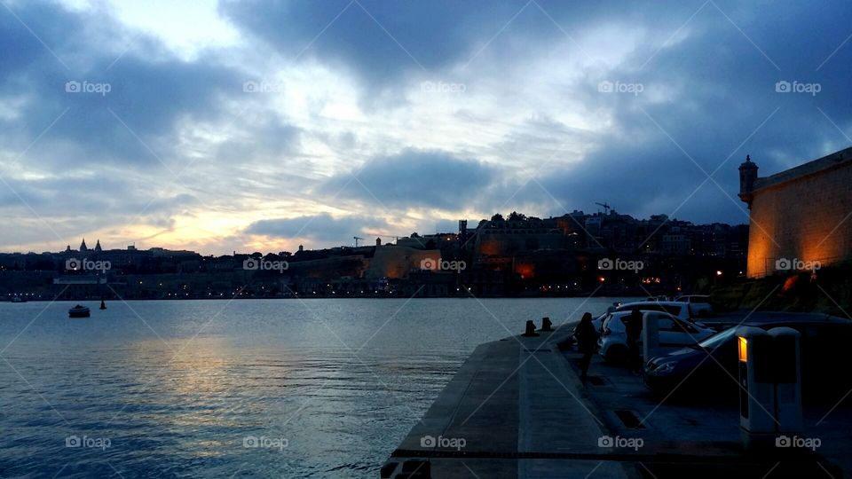 Dusk over Grand Harbour Valletta