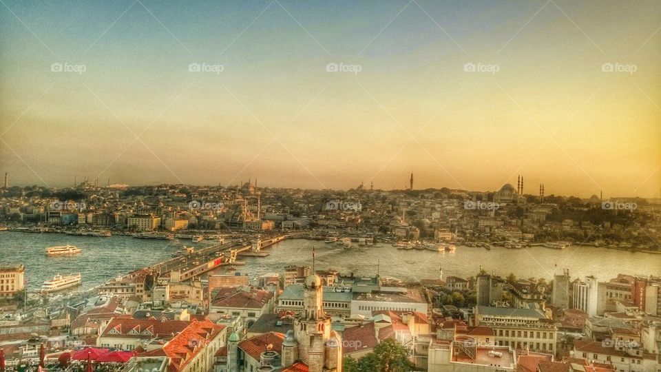 istanbul, Bosphorus bridge, sunset, view, tower, Galatian,