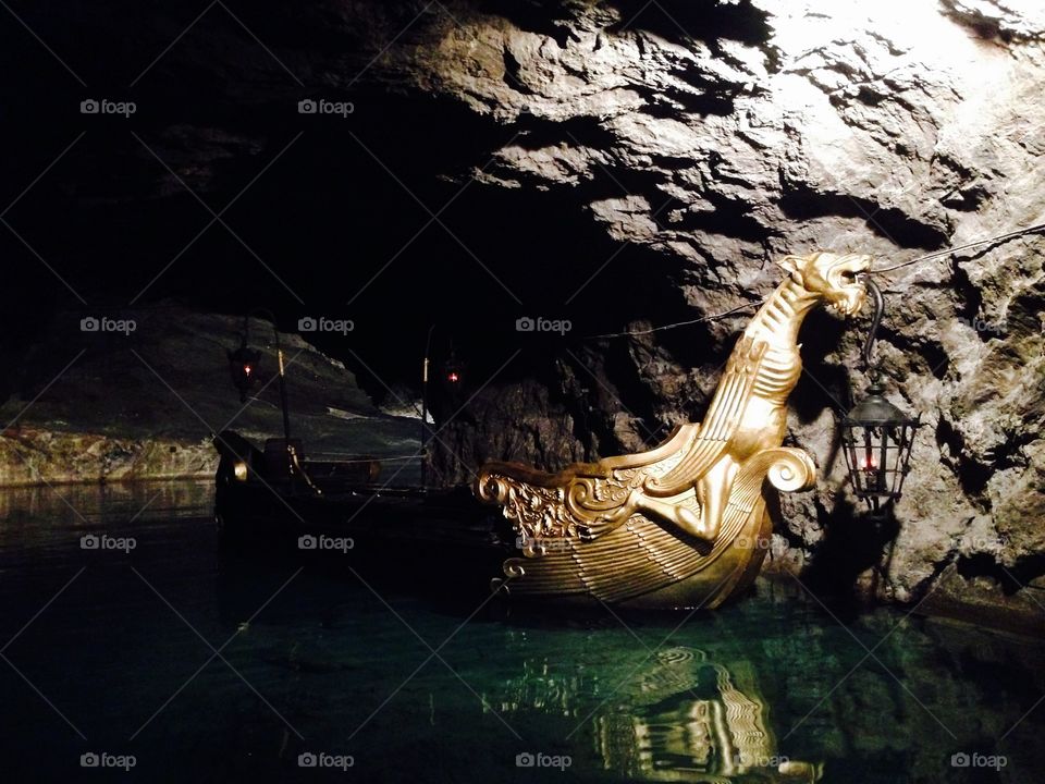 Seegrotte Hinterbrühl boat. Seegrotte Hinterbrühl boat, gypsum mine in Austria 