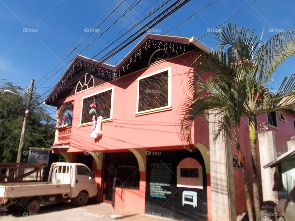 Photo from moving car traveling in Roatan, Honduras