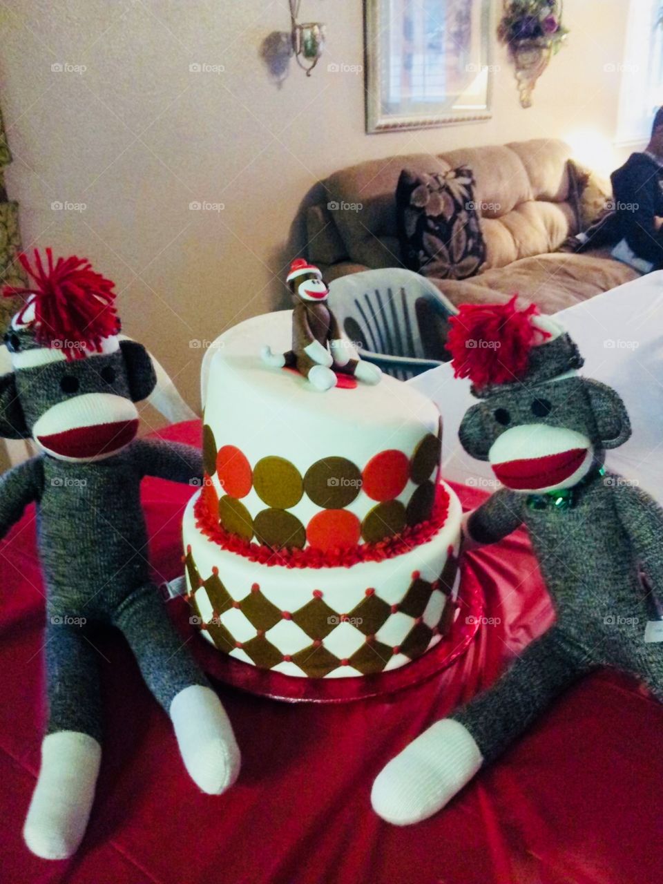Sock Monkey cake for a baby shower 