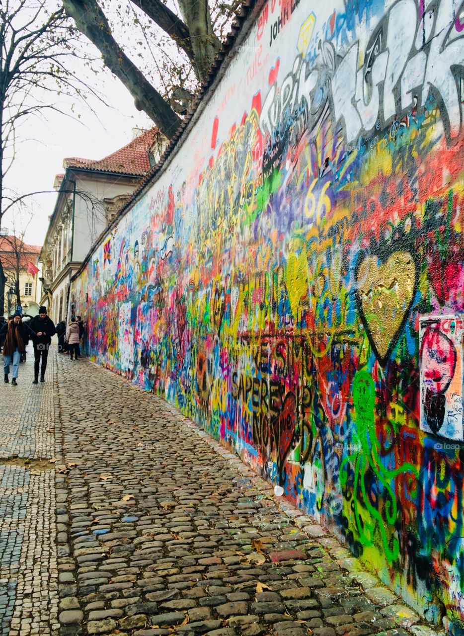 Lennon Wall in Prague, Czech Republic 